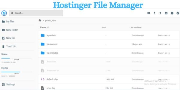 hostinger file manager